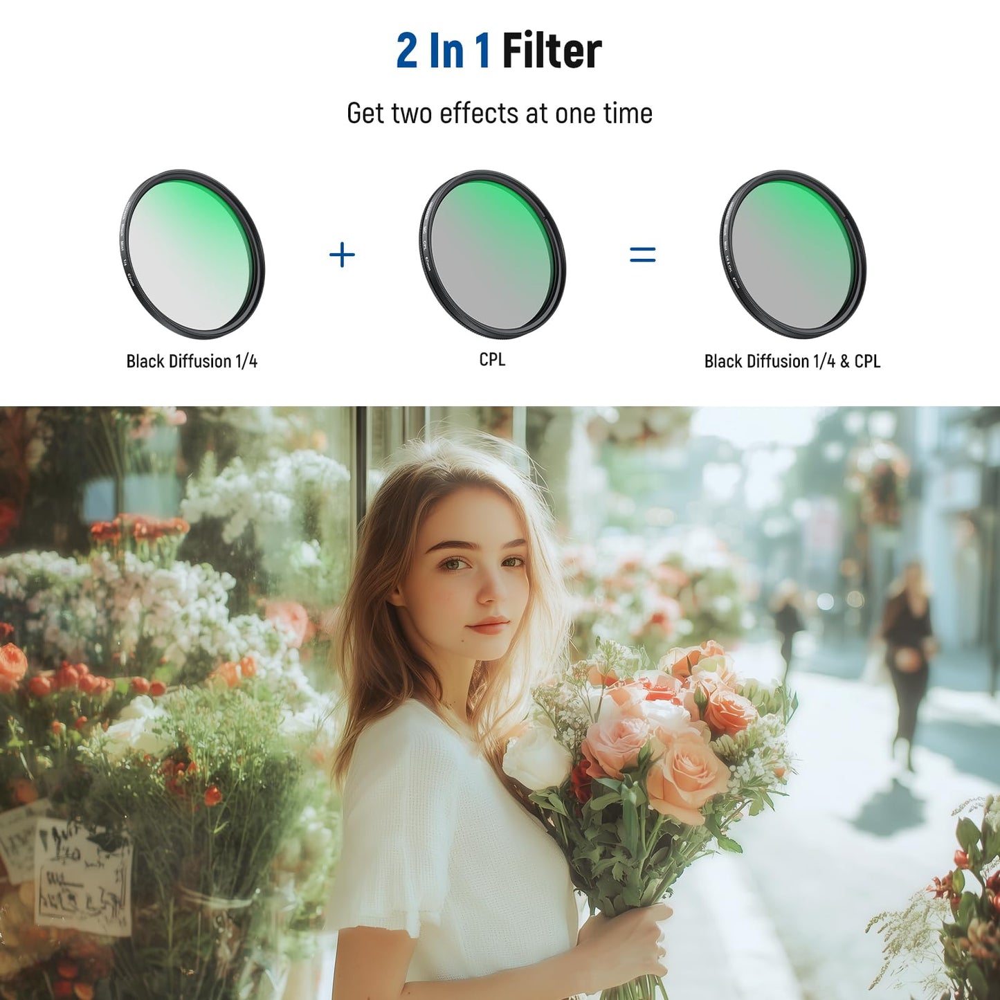 NEEWER 2 in 1 67mm Clip On CPL & Black Diffusion 1/4 Filter Compatible with iPhone 17 16 15 Pro Max Plus 16e 14 13 Mini 12, Circular Polarizing Phone