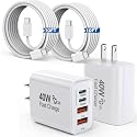 10FT iPhone 17 16 15 Pro Charger,2Pack 10Foot USB C to C Woven Cable Cord 40W USB C Apple Charger 4 Port PD&AC Charge Block Fast Charging for iPhone