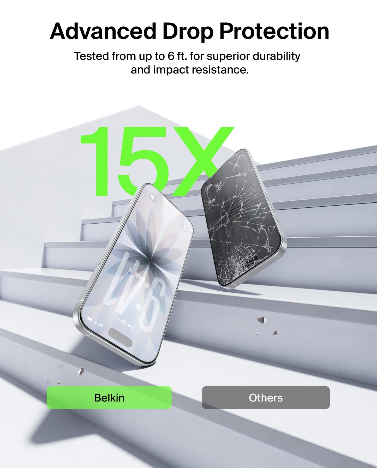 Belkin ScreenForce TemperedGlass Screen Protector for iPhone 17/16 Pro, Scratch-Resistant Impact Protection w/Included Easy Align Tray for Bubble Free