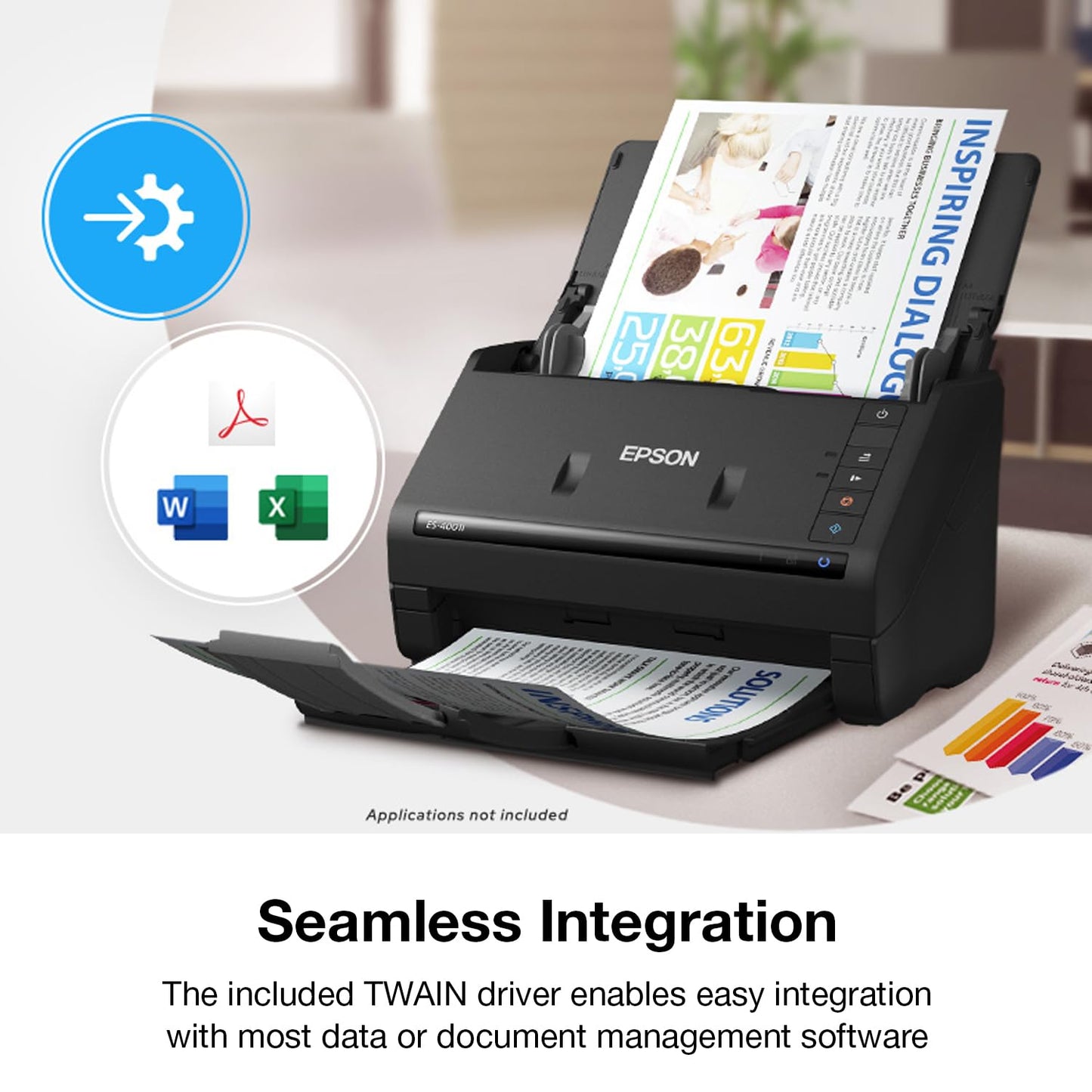 Epson Workforce ES-400 II Color Duplex Desktop Document Scanner for Computers Including PC and Mac with Auto Document Feeder and Image Adjustment
