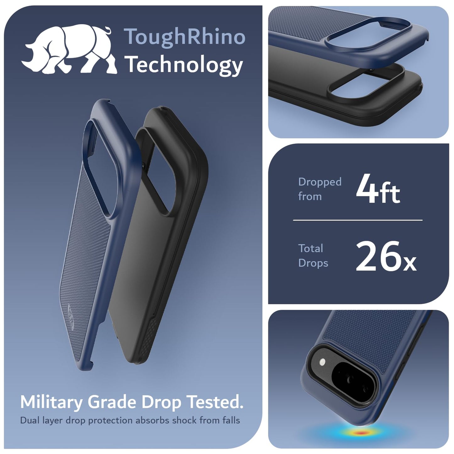 TUDIA MergeGrip Cases for Google Pixel 9 and Pixel 9 Pro Case (2024) - [Military Grade Drop Tested] Dual Layer Shockproof Slim Tough Non-Slip Heavy