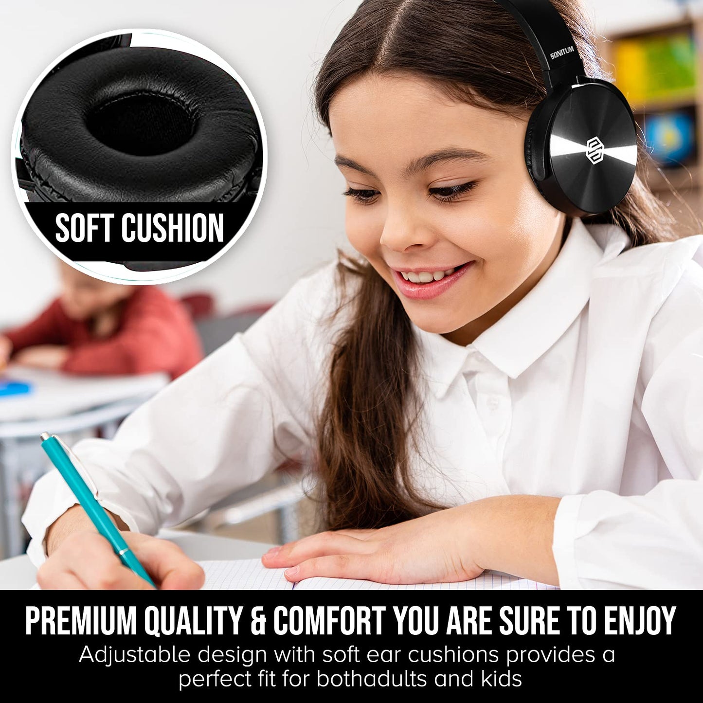 Sonitum Classroom Headphones-Bulk 10-Pack, Student On Ear Comfy Swivel Earphones for Library, School, Airplane, Kids-for Online Learning and Travel…
