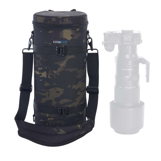 ZZQ&CCF Camera Lens Case Pouch Bag for NIKON NIKKOR Z 180-600mm f/5.6-6.3 VR Water Resistant Protective Camera Lens Pouch for Telephoto Zoom #Black