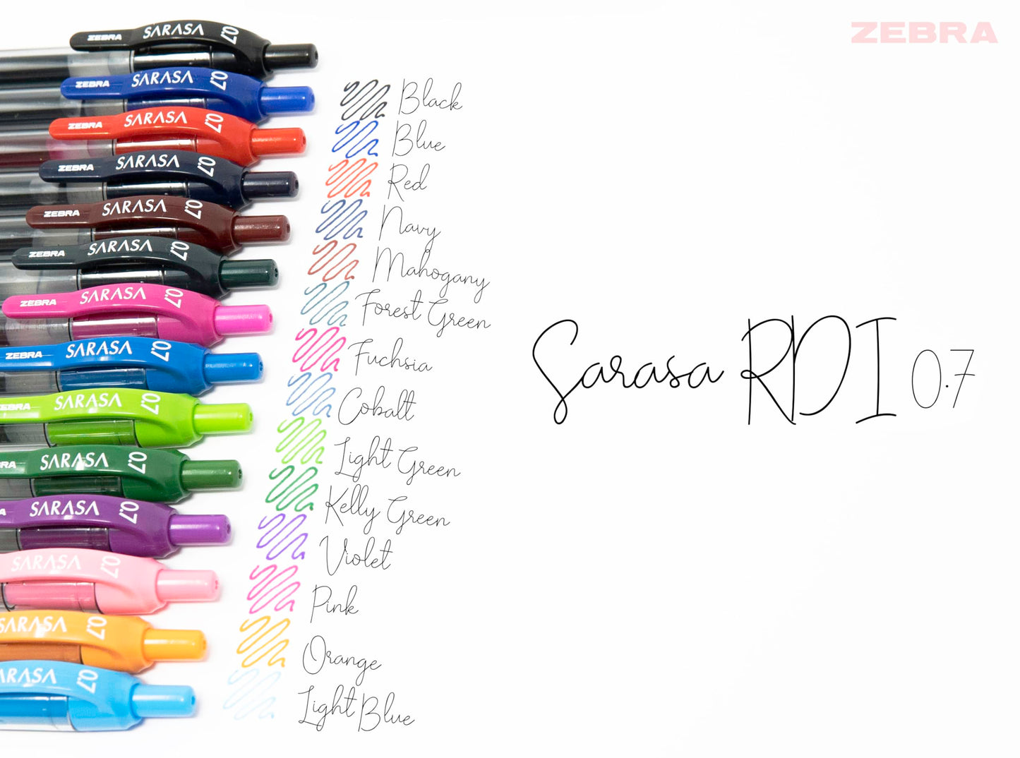 Zebra Pen SARASA X20 Retractable Gel Pen, Assorted Ink, 0.7mm, 14-Pack