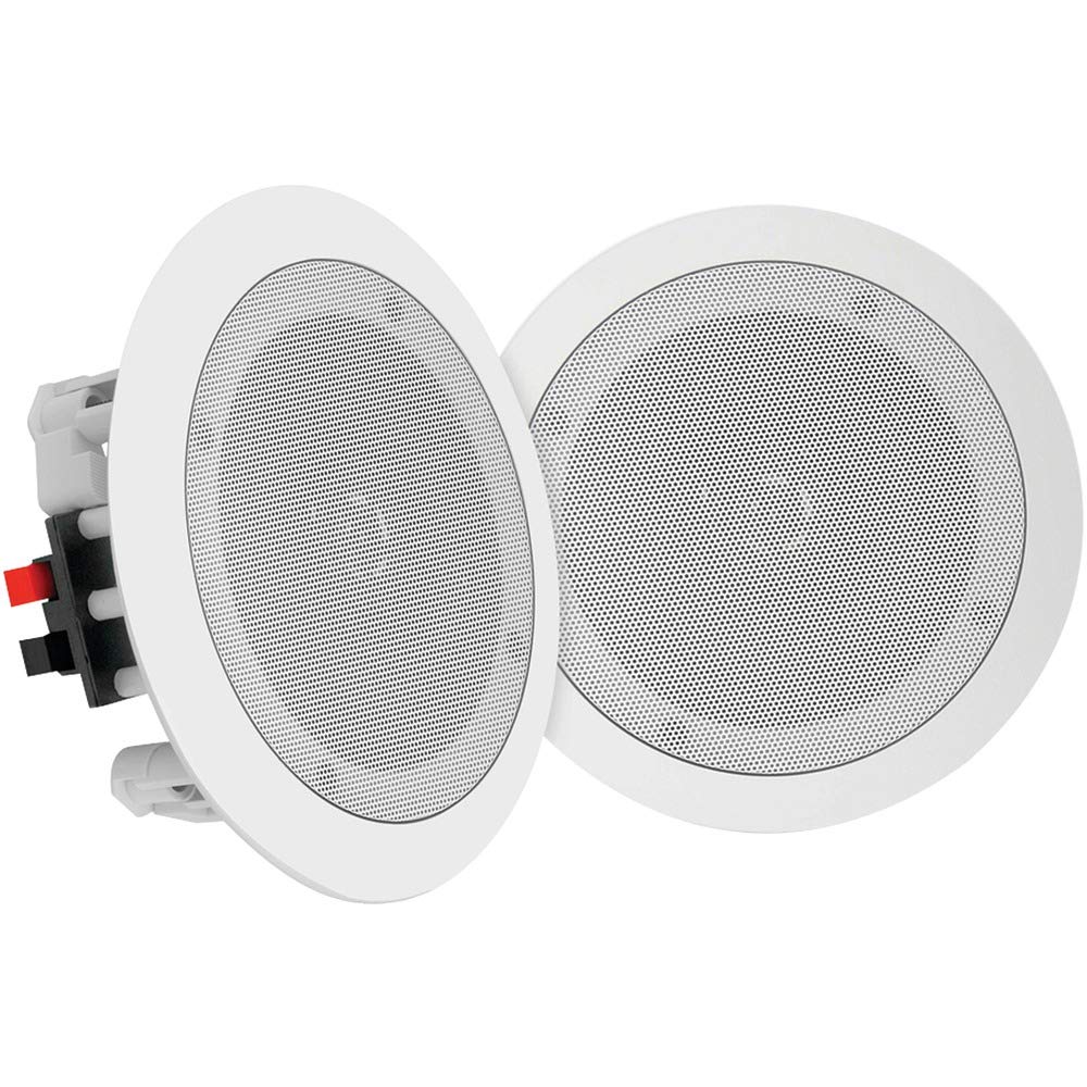 Pyle Pair 8" Bluetooth Flush Mount In-wall In-ceiling 2-Way Universal Home Speaker System Spring Loaded Quick Connections Polypropylene Cone Polymer