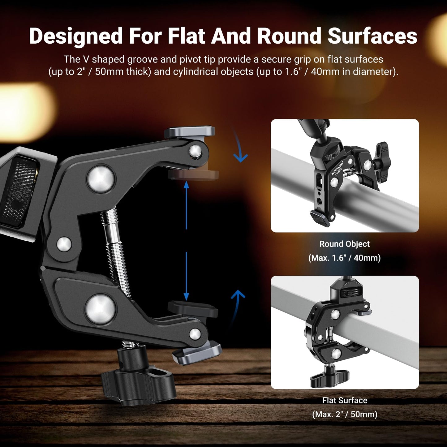 NEEWER 22" Magic Arm w Desk C Clamp, Overhead Camera Mount with Articulating Mic Boom Arm 1/4" 3/8" Threads for ARRI, Desktop Stand Holder for Phone