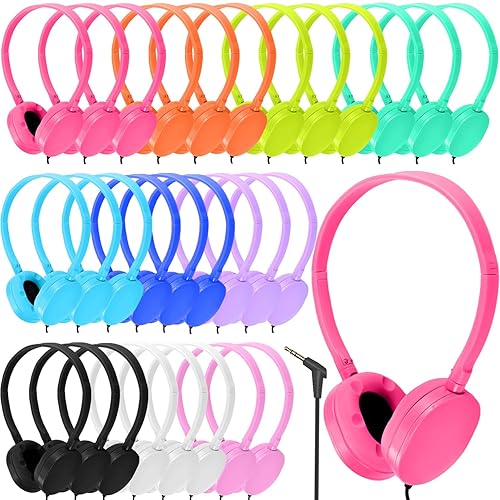Ladont 30 Pack Kids Headphones Bulk for Classroom School Library,Durable Wholesale Wired Headphones for Kids Student Boys Girls Adults,HD Sound 3.5mm