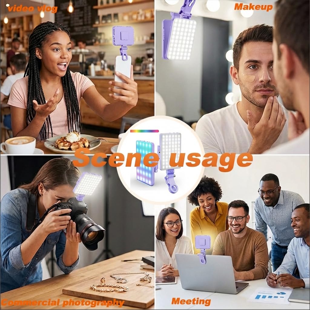 Selfie Light for iPhone-camera light for content creator -portable light-Clip on Light with 3 Mode&10 Brightness Levels, Ring Light for Phone