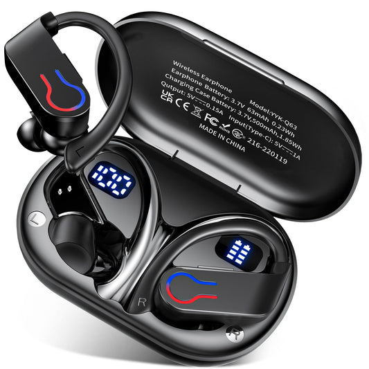 Wireless Earbuds 120hrs Bluetooth 6.1 Headphone Sport, 2026 Bluetooth Earbuds with Fast Charging Case Dual LED Display Earphones ENC Noise Cancelling