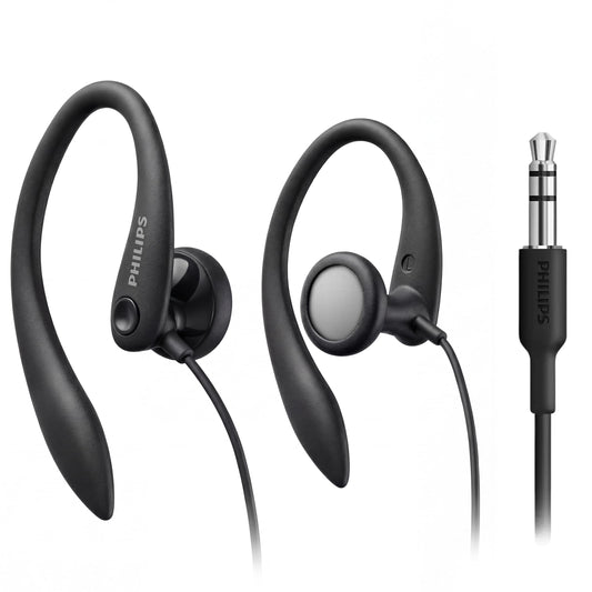 Philips SHS3200BK Flexible Earhook Headphones, Black