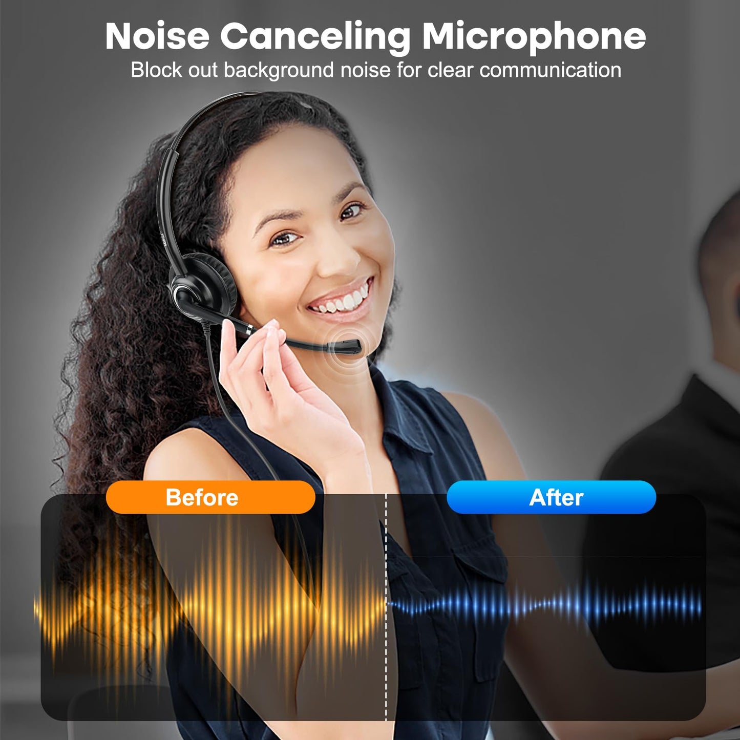 MAIRDI Phone Headset with Microphone Noise Canceling, RJ9 Headset for Landline Deskphone Call Center, Office Headset for Yealink