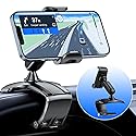 RIEMKSL Car Dashboard Phone Clip Holder, 360° Rotating Dash Steering Wheel Cell Phone Clamp Mount Stand Compatible with 4-7 Inch Smartphones (Black)