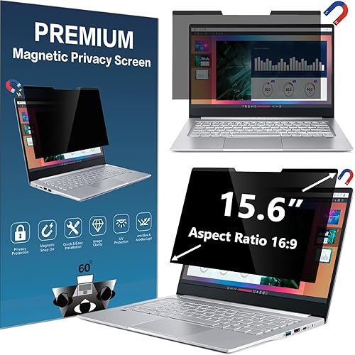 ACONETMAX 15.6 Inches Magnetic Privacy Screen Filter for Laptop 16:9 Widescreen Monitor | Computer Privacy Shield | Anti Glare & Blue Light Filter |