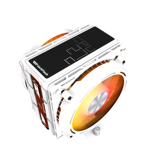 darkFlash E400 Plus CPU Air Cooler, 4 Copper Heat Pipes, Dual 120mm PWM ARGB Fans 2200RPM,Digital Display Top,Intel LGA1851 1700 1200 115X 1366