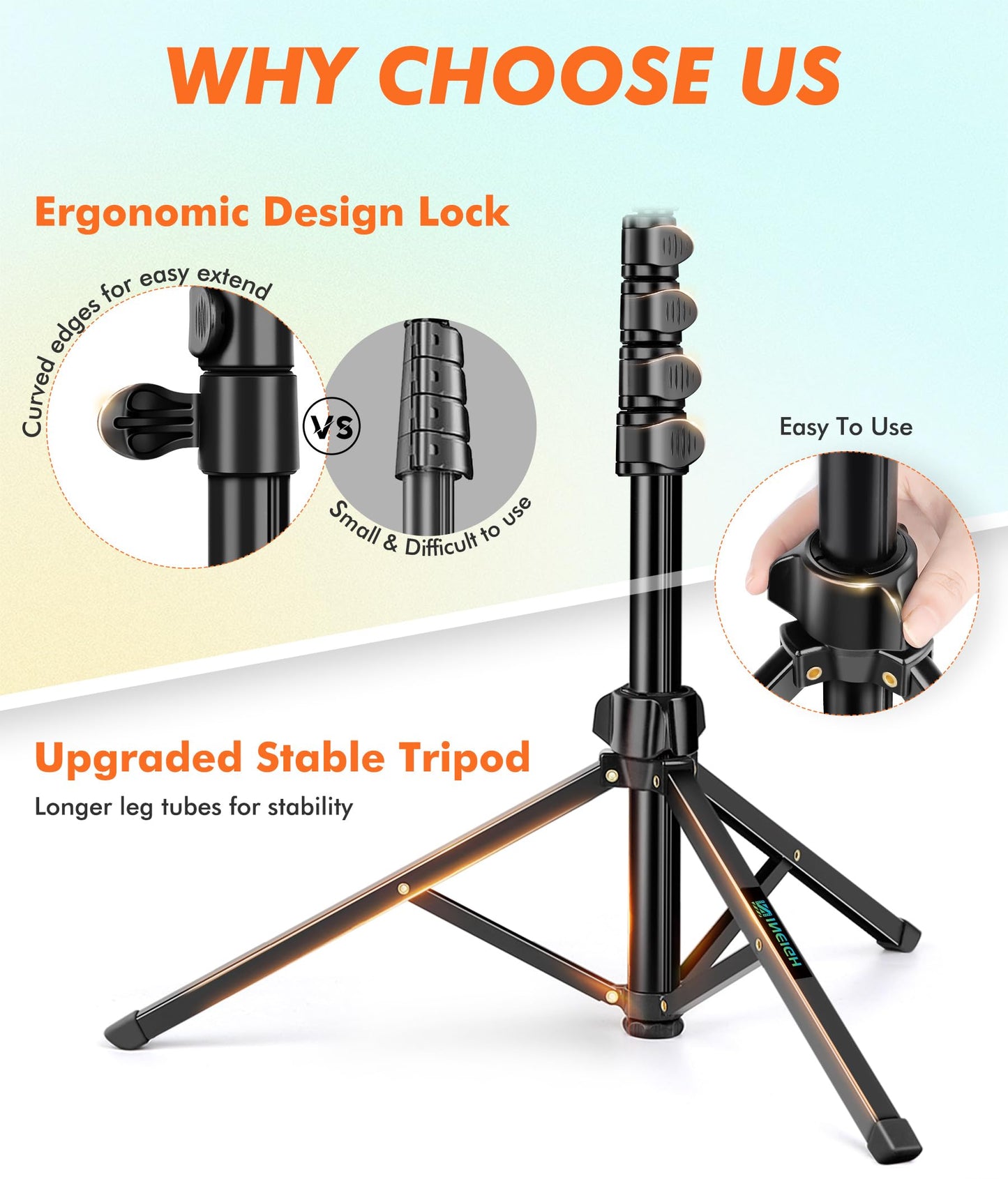 Nineigh 71" Tripod for iPhone, Phone Tripod Selfie Stick with Remote, Cell Phone Tripods & Tall Travel Tripods for Recording Video Selfies Photo