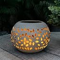 Solar Table Lantern Outdoor Waterproof- Dancing Flickering Flame Solar Powered LED Light,White Metal Desktop Decorative Lamp for Gifts for Women