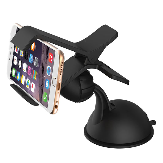 ChargeWorx Universal Car Phone Mount for Dashboard and Windshield, Adjustable Suction Cup Holder with Flex Arm and Clamp, 360 Rotation Compatible