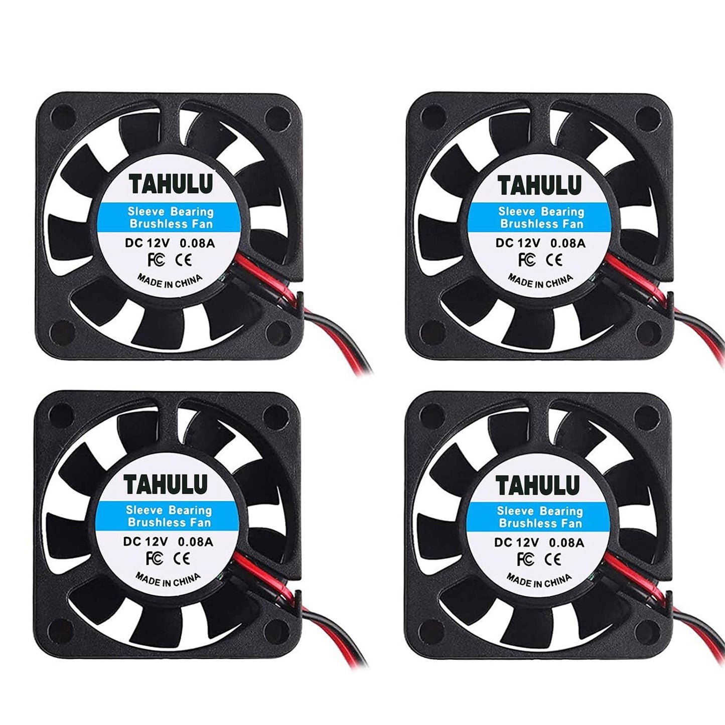 4pcs 3D Printer Fan 12V, 40mm 12 Volt Fan 0.08A DC Mini Quiet Cooling Fan 40X40X10mm Cable for 3D Printer, DVR and Other Small App liances Series