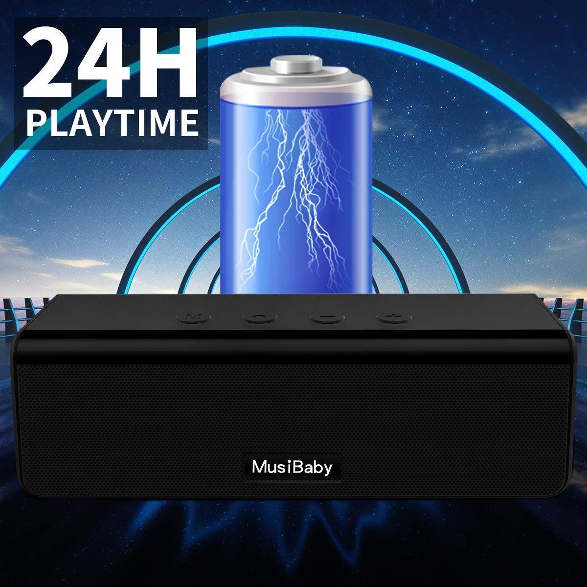 MusiBady Small Bluetooth Speaker, Stocking Stuffers Waterproof Portable Speakers Wireless with Stereo Sound, Dual Pairing, 24HRs Playtime,