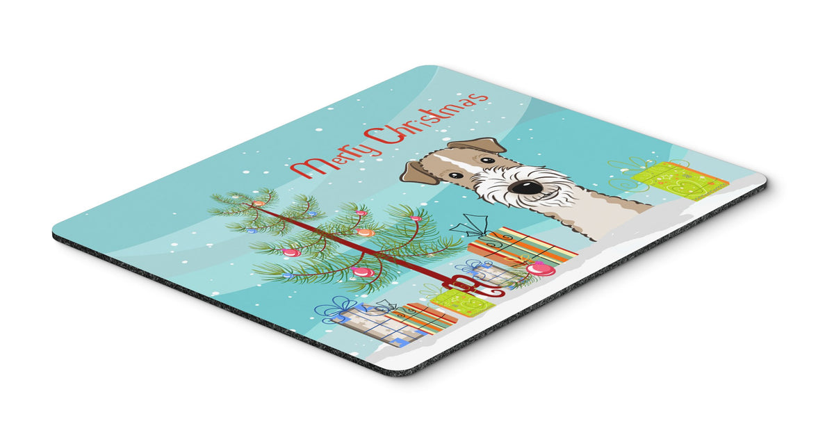Caroline's Treasures BB1619MP Christmas Tree and Wire Haired Fox Terrier Mouse Pad, Hot Pad or Trivet for Home Office Gaming Working Computers Laptop