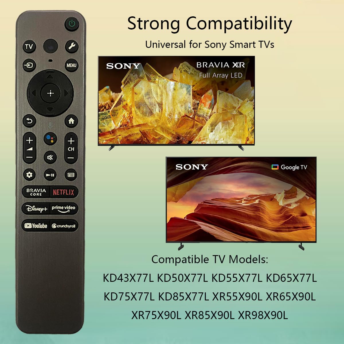 RMF-TX910U Voice Remote Control Replacement for Sony X77L X90L Smart TV RMF-TX810U KD-43X77L KD50X77L KD-55X77L KD-65X77L KD-75X77L KD-85X77L