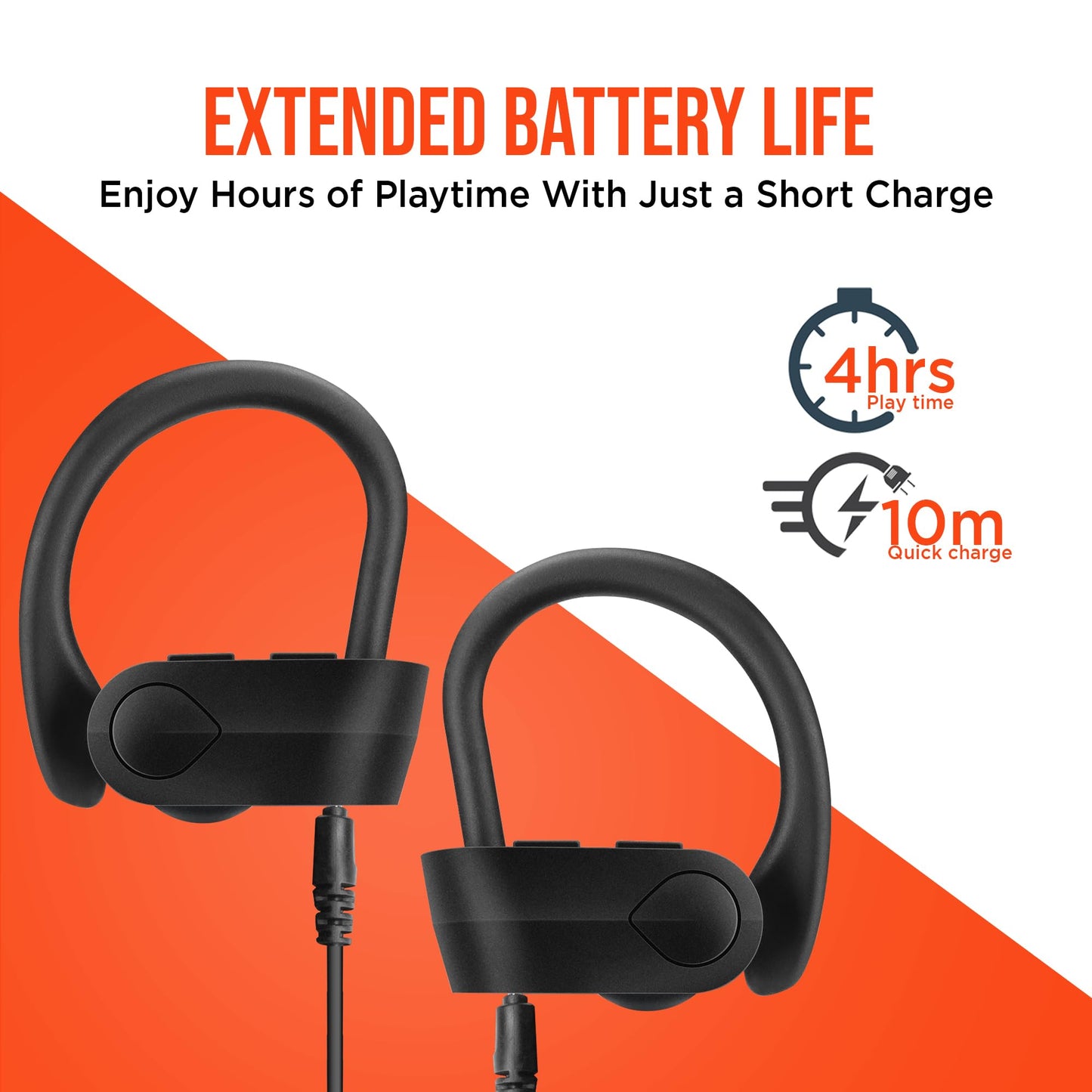 HyperGear Sport True Wireless Earbuds Wireless Bluetooth Earbuds Noise Cancelling Microphone, Quick-Pair Secure-Fit Ear Hooks, Bluetooth Ear Buds…