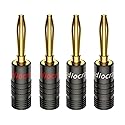 Tertullus Banana Plugs 24K Gold Plated Dual Screw LockingBanana Connectors Adapter for Speaker Wire, Wall Plate, HomeTheater, Audio/Video Receiver