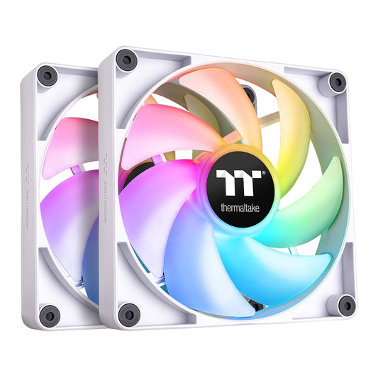 Thermaltake CT120 ARGB Sync PC Cooling Fan White (2-Fan Pack), 5V Motherboard Sync, 16.8 Million Colors 9 Addressable LEDs, 120 mm Hydraulic Bearing