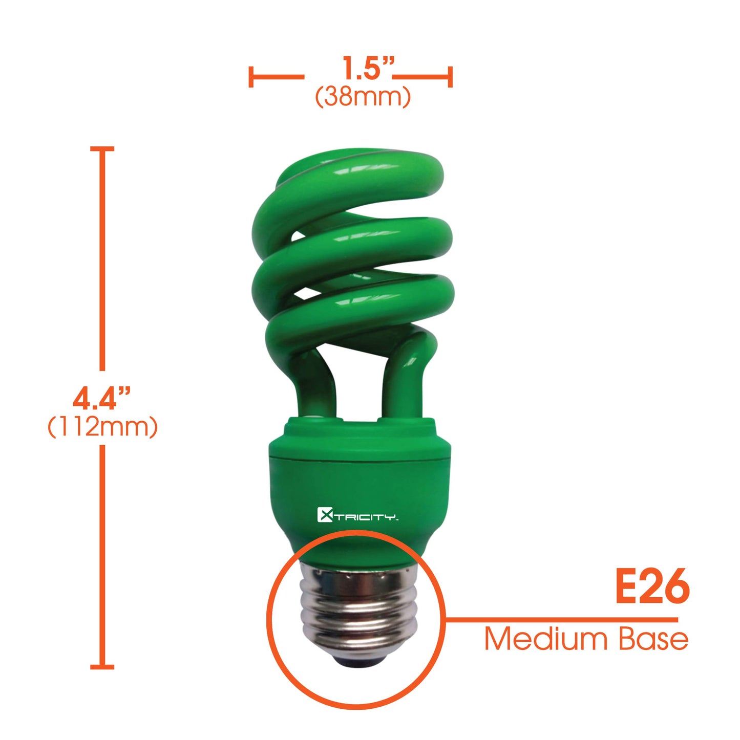 CFL Compact Fluorescent Green light bulbs Colored Light Bulb (2 Pack)