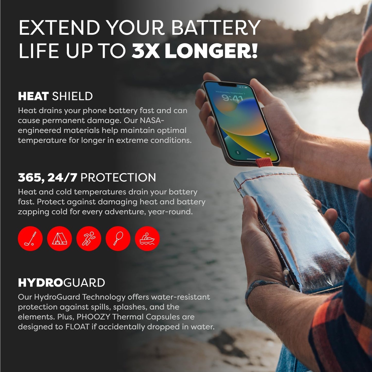 PHOOZY Apollo Thermal Phone Case | Insulated Phone Pouch Extends Battery Life 3X | Heat Resistant Drop Protection | Military Grade Water Resistant |