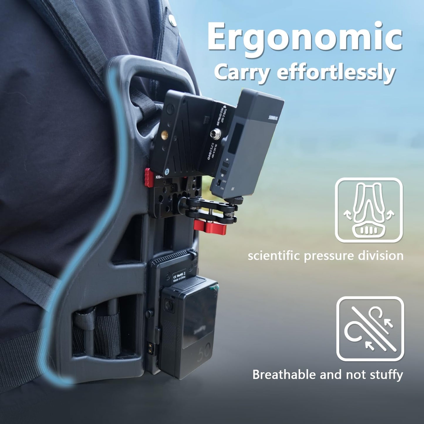 KOERTACOO Video Outdoor Live Broadcast Power Backpack Vest Mobile Outdoor Clip Pusher, V-Mount Battery Clip Power Output Power Supply, Suitable