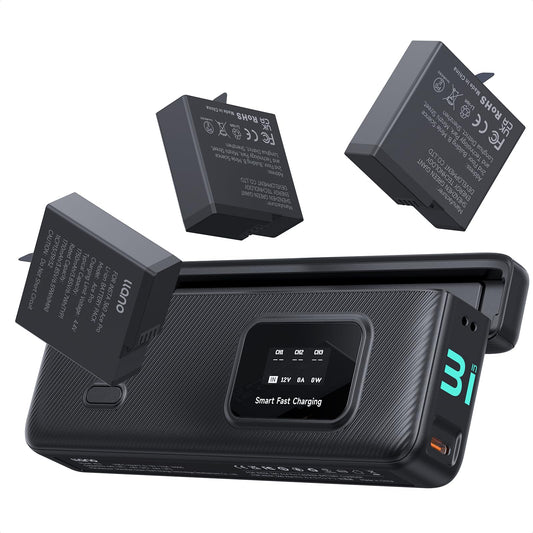 llano AC3 30W Fast Camera Battery Charger Hub with 3 Pack 1950mAh Replacement Ace Pro 2 Batteries for Insta360 Ace Pro 2/AcePro/Ace Action Camera