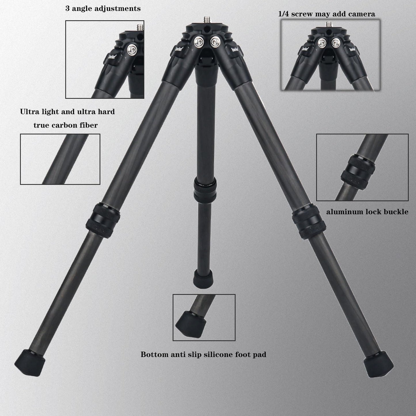 Brave Heart True Carbon Fiber 3model Micro Desktop Mini Tripod for Insta360 Insta 360 X5 X4 X3 X2 R X GO 2 one R RS for DJI OSMO 360 Action Camera