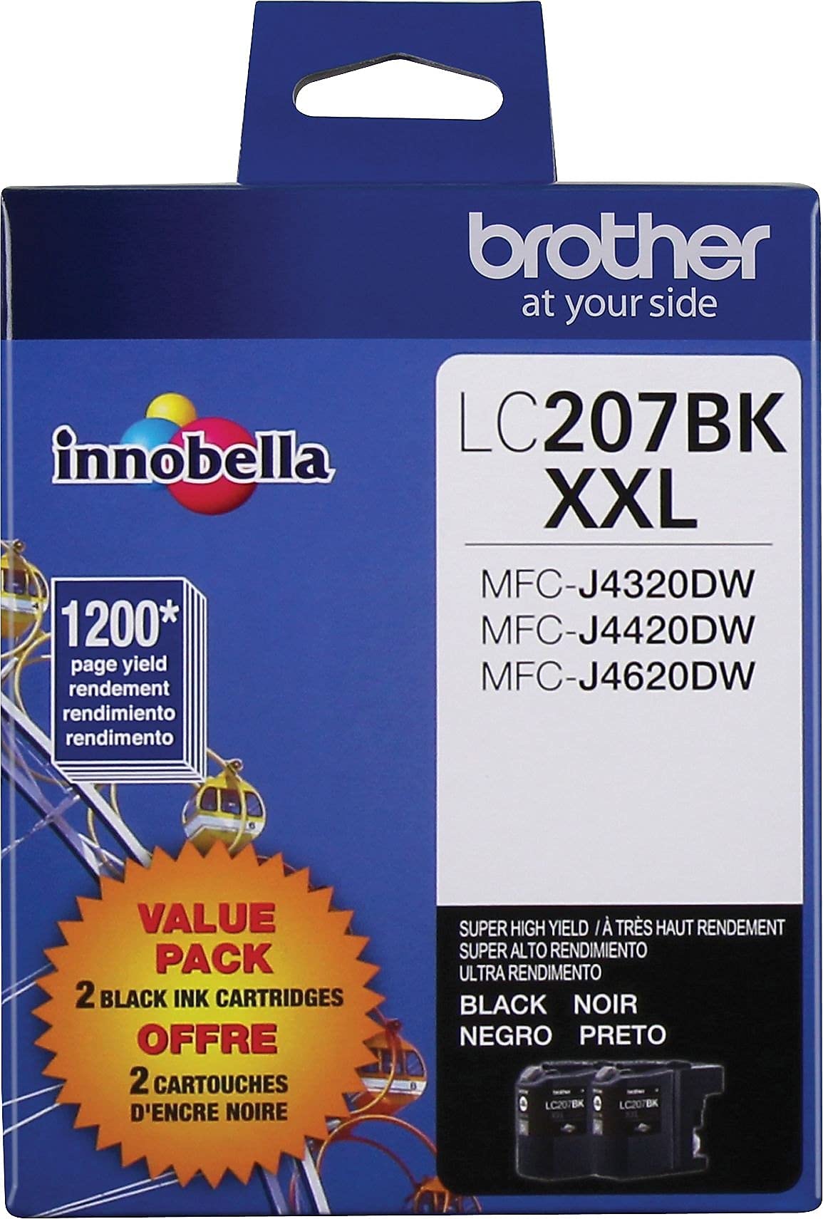 Brother Printer LC2072PKS Multi Pack Ink Cartridge, Black - Pack of 2