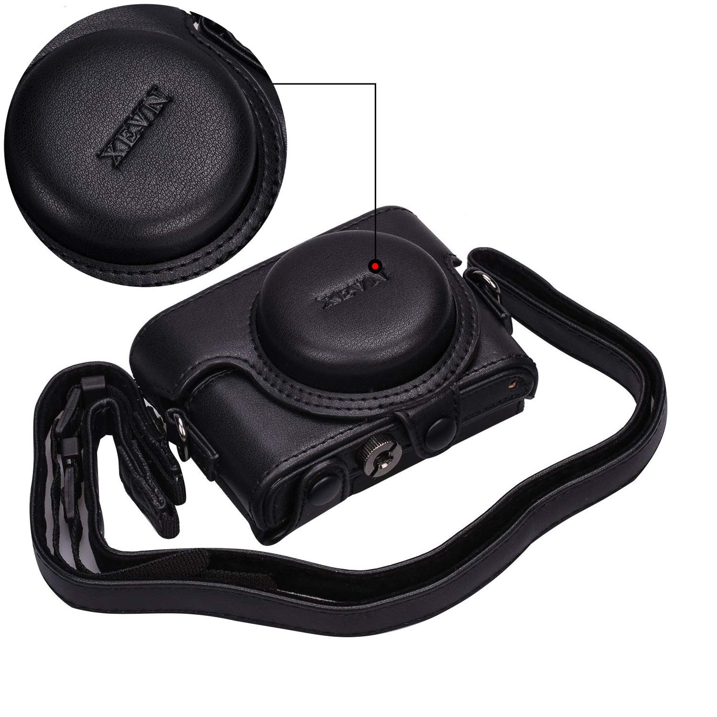 Hargedis XEVN Sony RX100 Protective Leather Camera Case Bag for DSC-RX100 Mark II, III, IV, V, VI, VII M6 5A M3 with Shoulder Strap