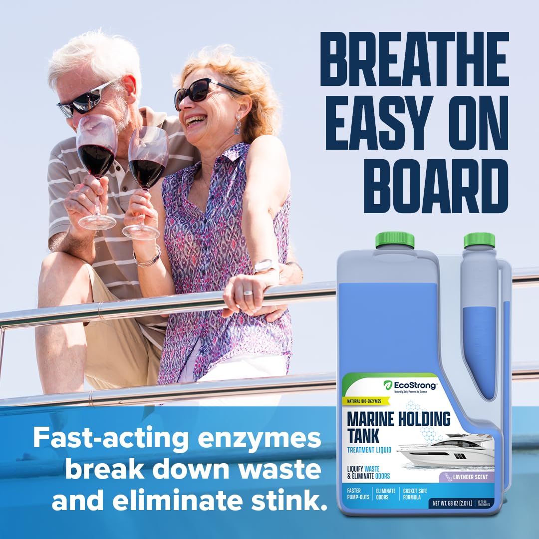 Eco Strong Marine Holding Tank Treatment | Powerful Enzymatic Black Water Digesting Liquid - Eliminates Tank Odor and Breaks Down Waste (68 oz)