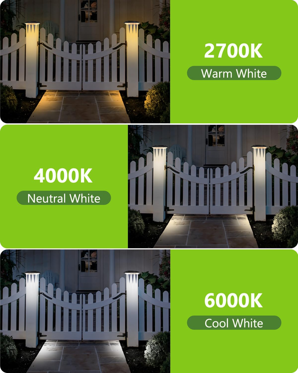 Solar Post Cap Lights 8 Pack Upgraded 16LED Spot Lens Outdoor Waterproof Post Light 3-Color Modes Warm & Cool & Neutral White Solar Light Fit for 4x4