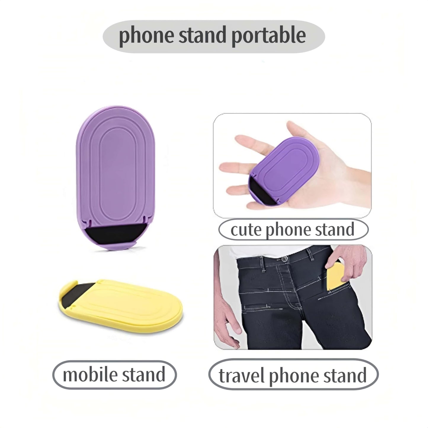 Prettyia Cell Phone Stands, Portable Foldable Phone Stand Holder for Desk, Adjustable Angle, Compatible with iPhone and Other Mobile Phones