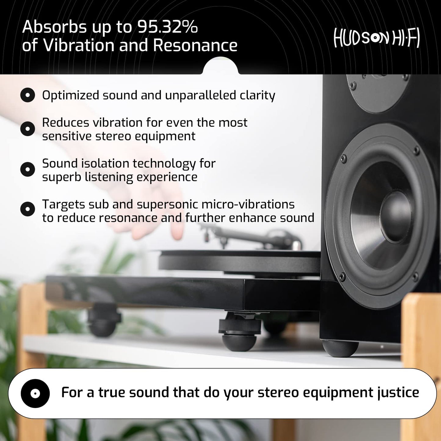 Speaker Isolation Pads - 8-Pack 0.75" Platinum Silicone Feet for Speakers, Subwoofers, Turntables - Non-Slip, Vibration Damping Pads with Adhesive