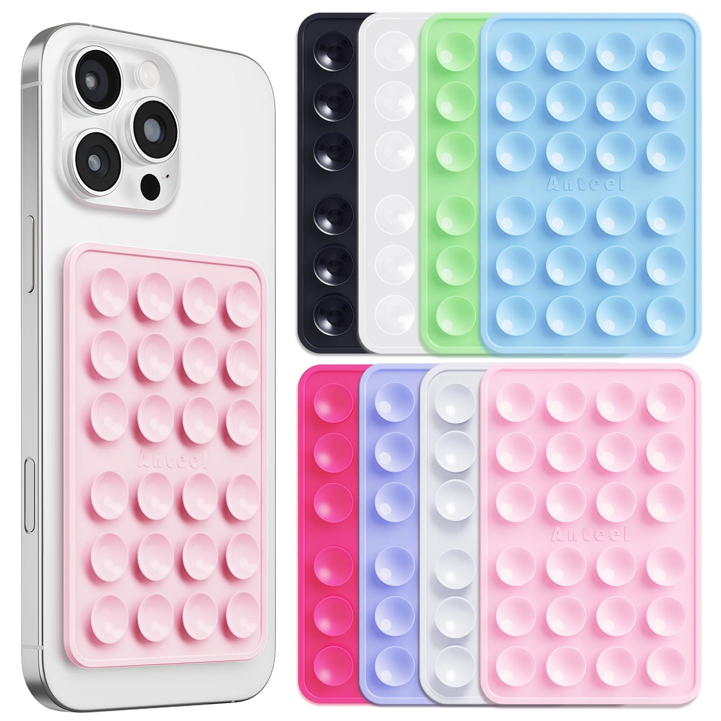 JingJinYY 8 Pack Silicone Suction Phone Case Adhesive Mount, Enhanced Suction Power and Upgraded Thickened Sticky Phone Grip, Durable, Hands-Free