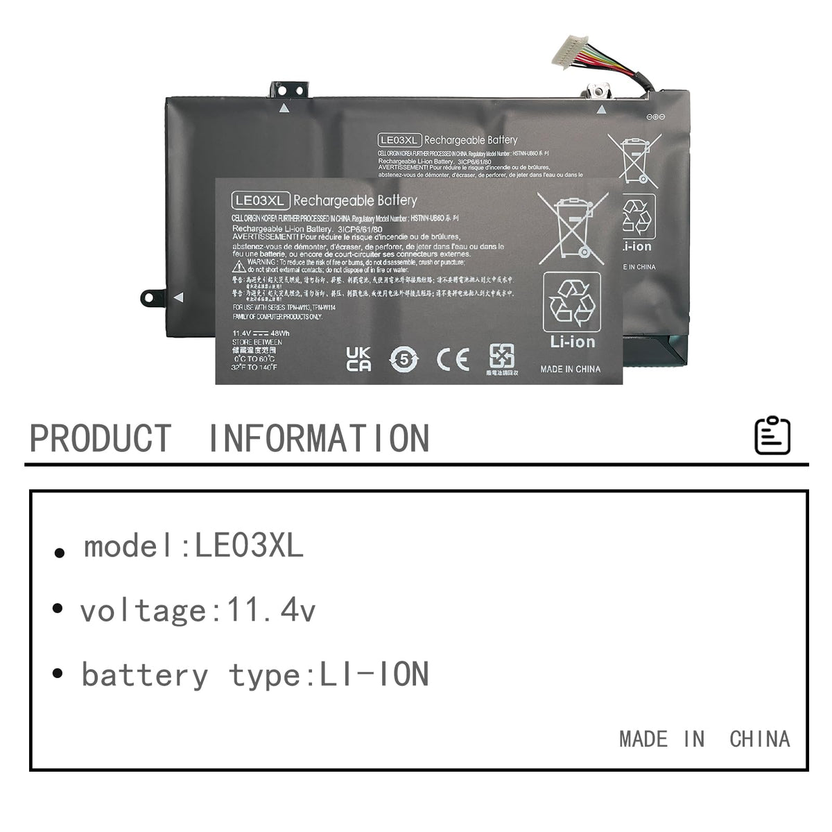 Hubei LE03 LE03XL HSTNN-PB6M UB60 UB6O YB5Q 796220-541 Laptop Battery Replcement for HP Envy X360 m6-w010dx m6-w101dx m6-w102dx m6-w103dx Pavilion