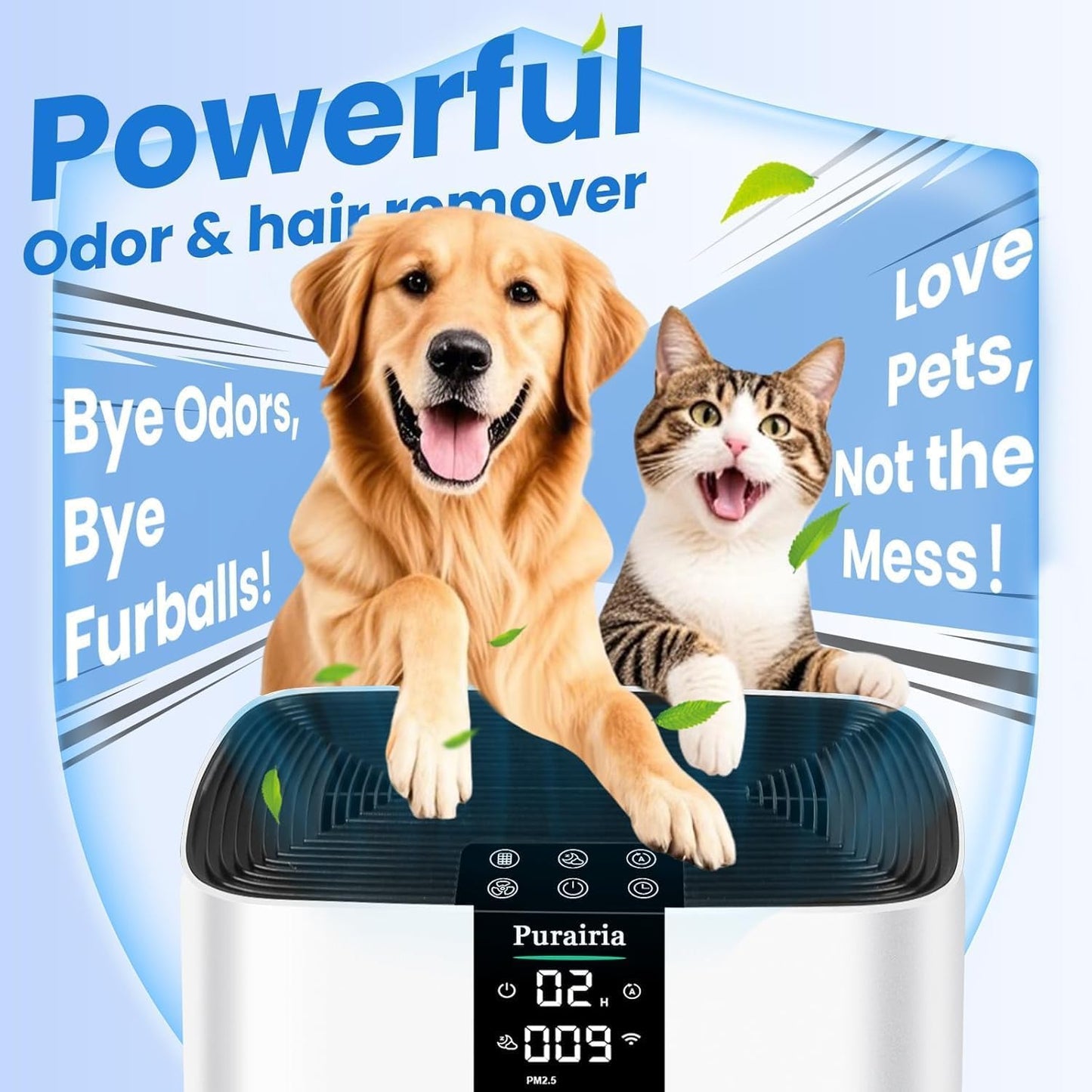 Air Purifiers for Home Bedroom Pets, HEPA Air Purifier for Pets Hair Dander Odor,Smart Air Cleaner with Sleep Mode 22dB,App Control,Air Quality Sensor