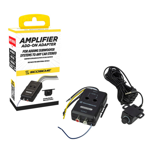 Scosche LOC2SL Line Output Converter with Remote Control Knob - 2CH High/Low RCA Converter Car Audio - Ideal for Subwoofer Amp - Line Level Converter