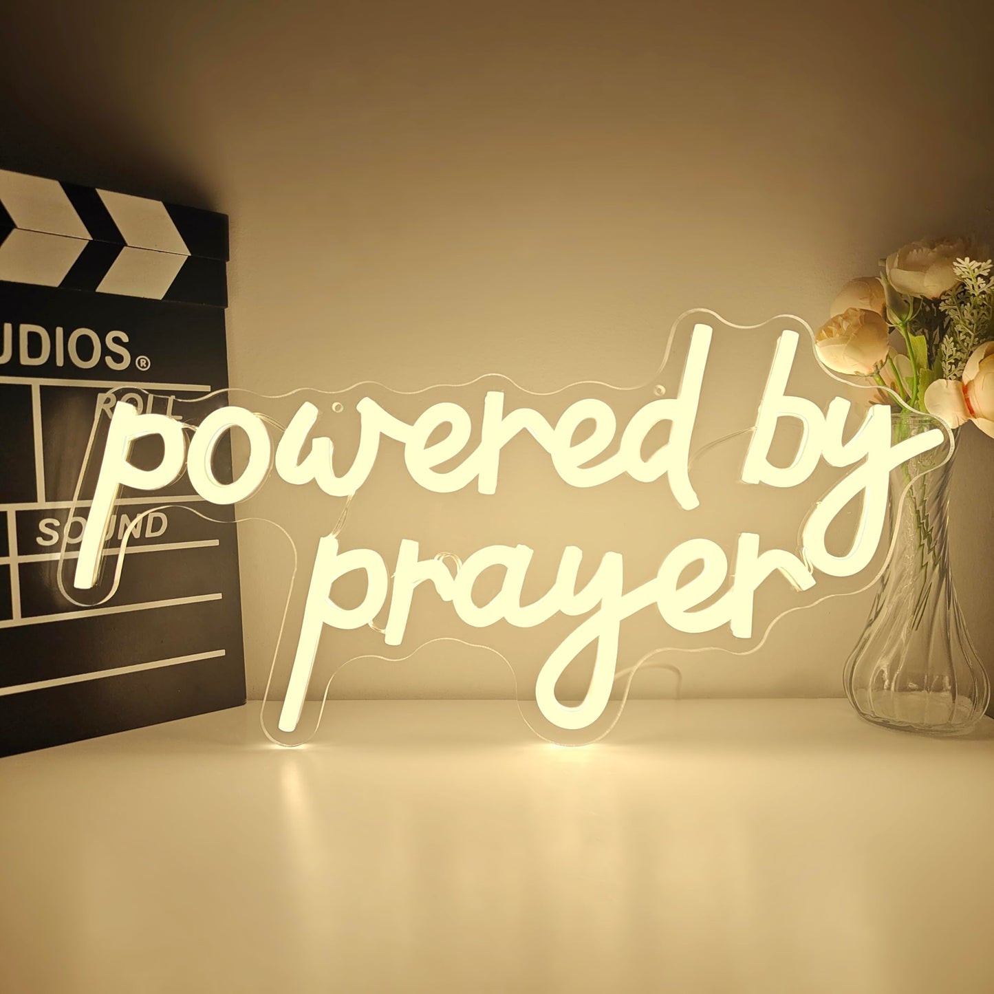 Powered By Prayer Neon Sign Jesus Neon Light for Wall Decor Faith Art Light Up Sign Dimmable Usb Powered Neon Light for Home Christ Church Birthday