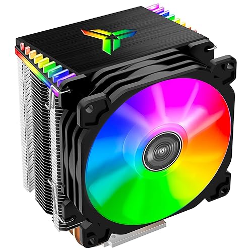 JONSBO CR1400 RGB CPU Air Cooler, 92mm PWM CPU Cooler with 4 Heat Pipes, Removable Computer PC Fans Easy to Install, Quiet Rainbow RGB Cooling Fan