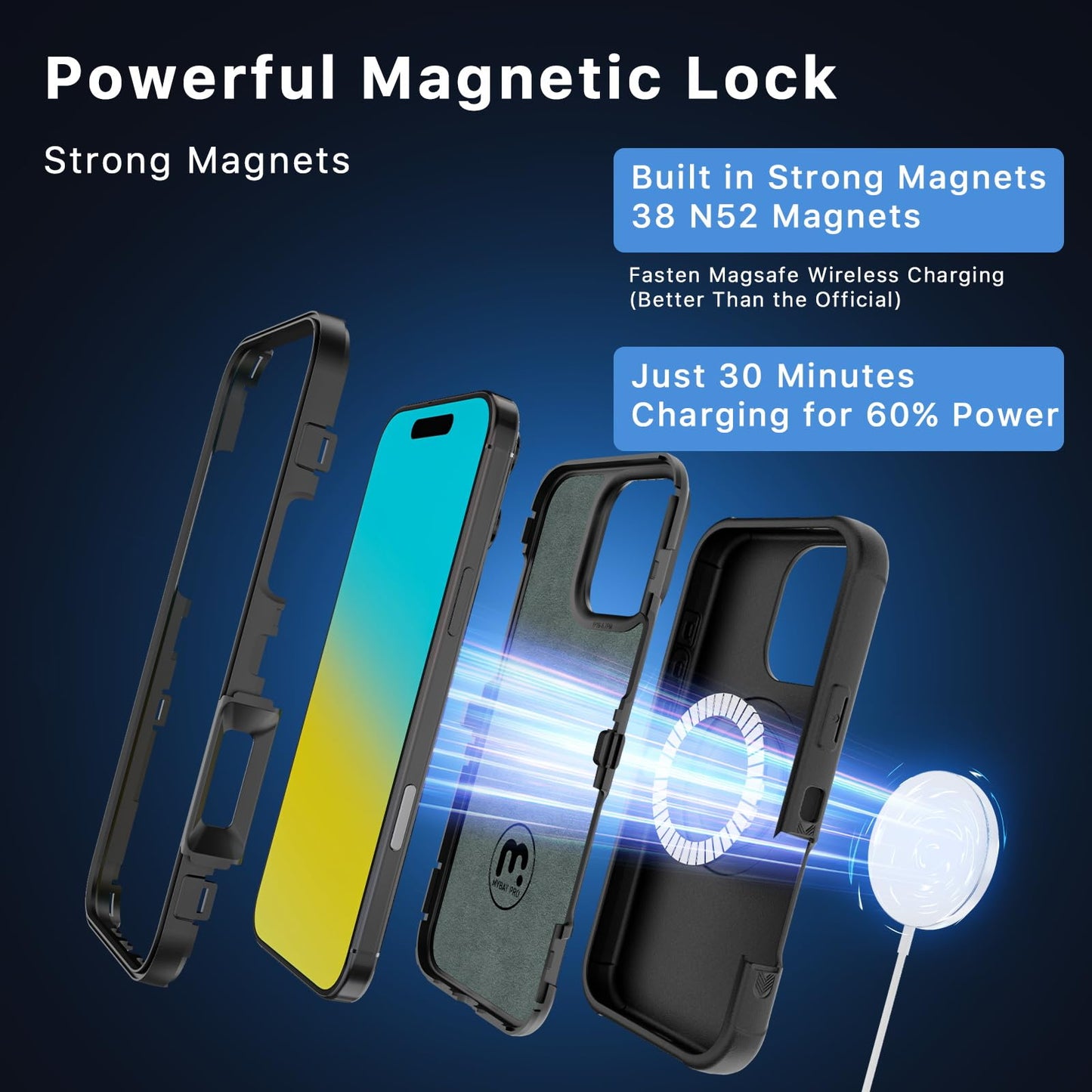 M MYBAT PRO Maverick Series for iPhone 16 Pro Case with Belt Clip Holster,[Compatible with Magsafe] w/Screen