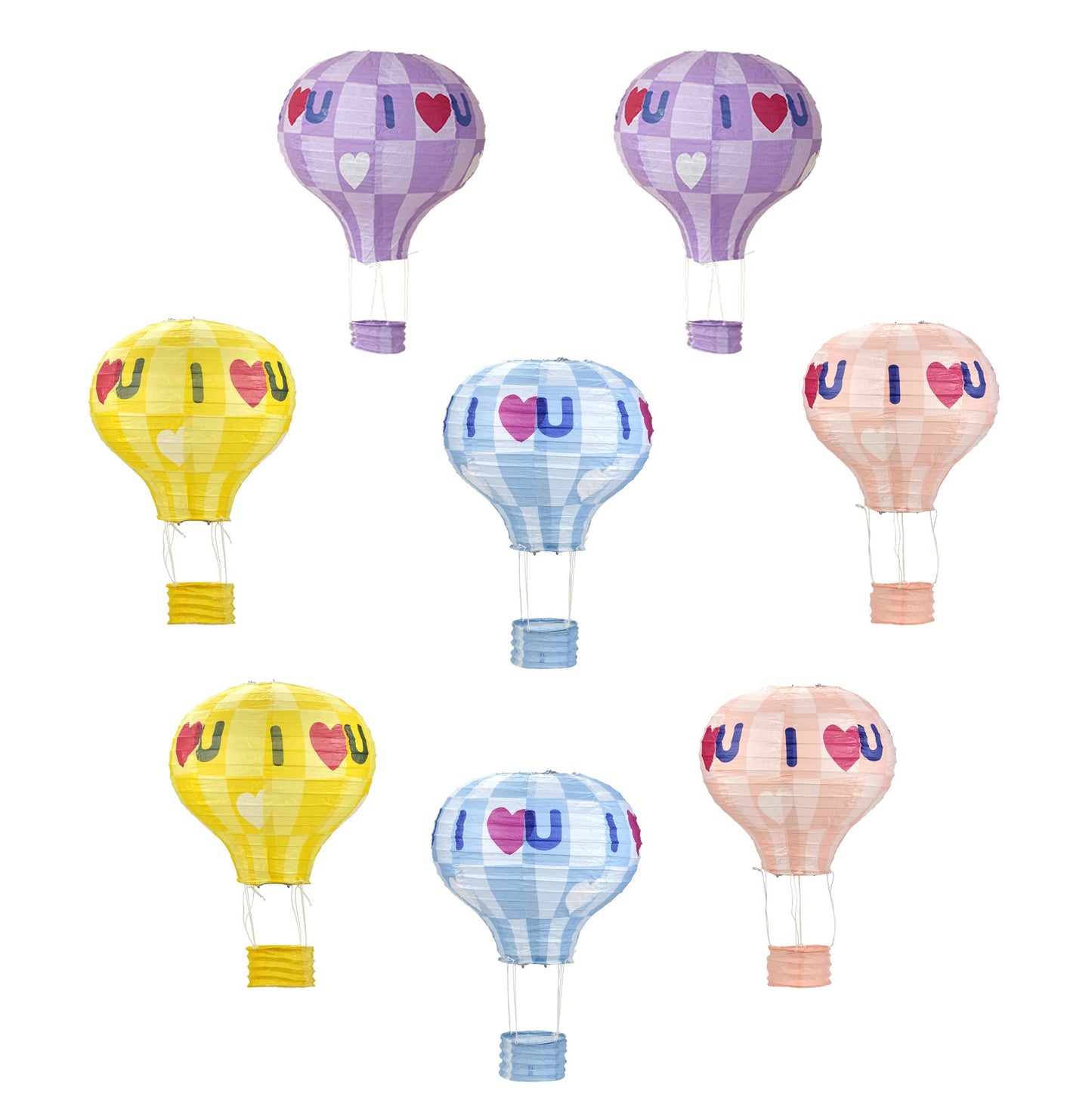 8 Pack Hanging Rainbow Hot Air Balloon, Paper Lanterns for Wedding Birthday Engagement Anniversary Christmas Party Decorations (Love)