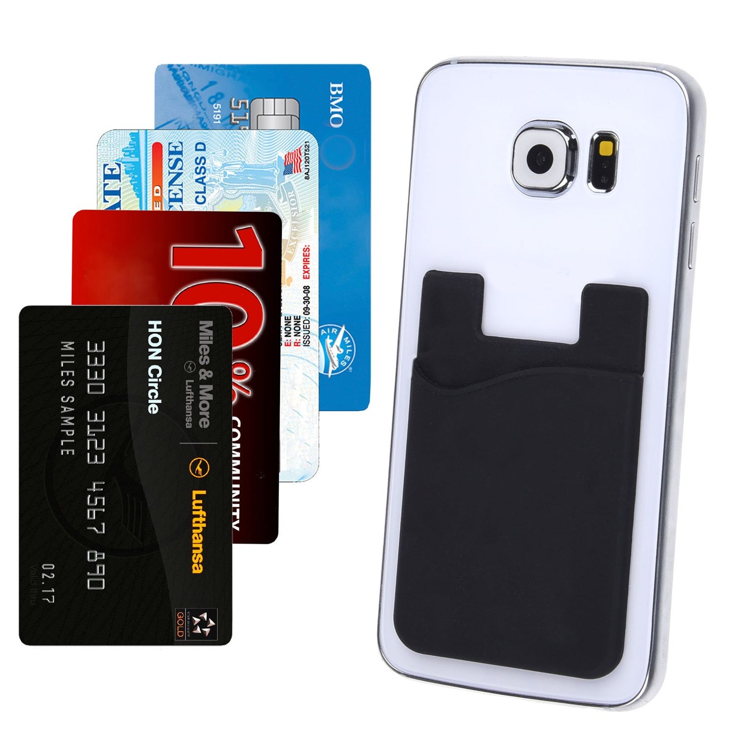 Credit Card/ID Card Holder - Can be attached to almost any Phone - Carry Essential Cards with your Phone - Silicone Material, cards will not fall out