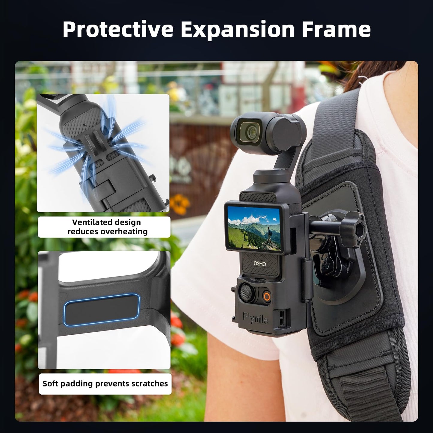 BRDRC Pocket 3 Backpack Mount, Bag Belt Shoulder Strap Mount Chest Holder with Expansion Adapter for DJI Osmo Pocket 3 Creator Combo Accessories