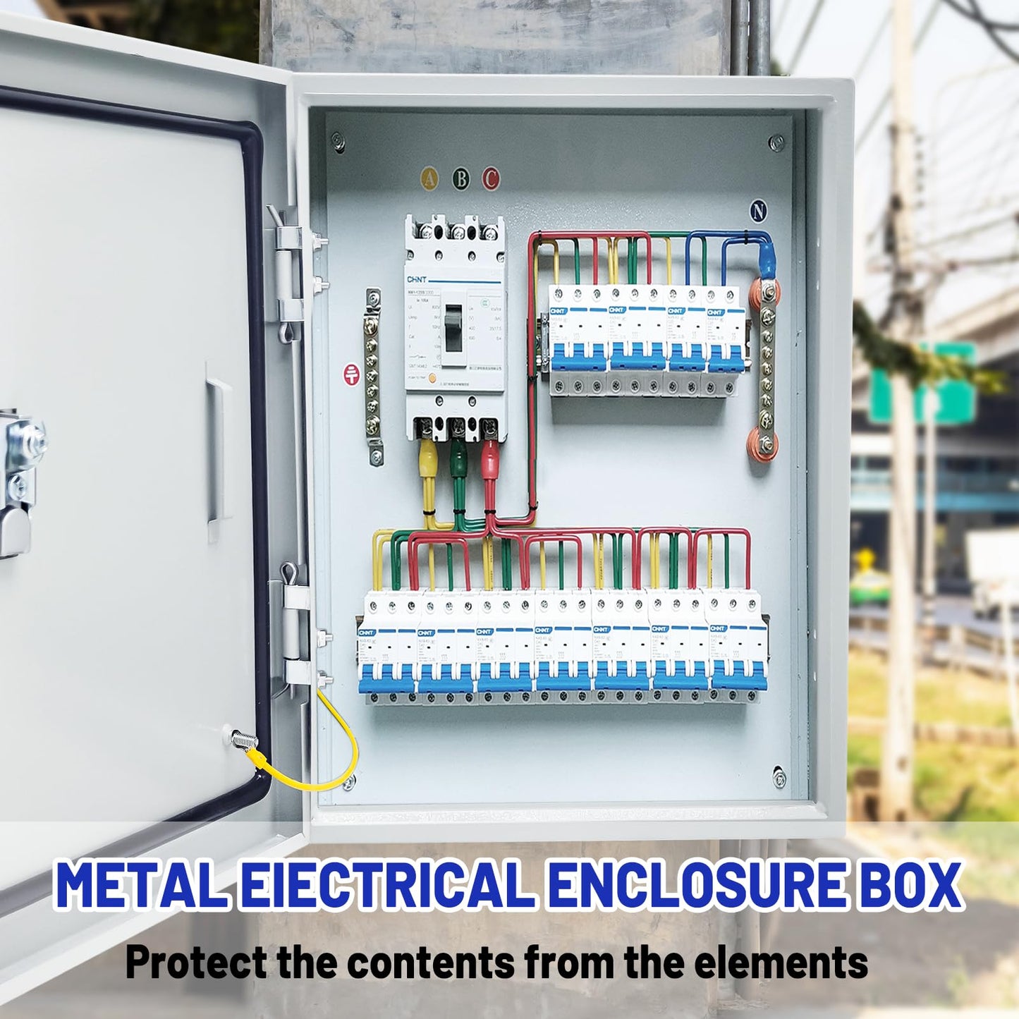 Outdoor Electrical Box 12 x 8 x 6''D NEMA 4X Enclosure Steel Box, Waterproof & Dustproof Outdoor/Indoor Lockable Electrical Junction Box,